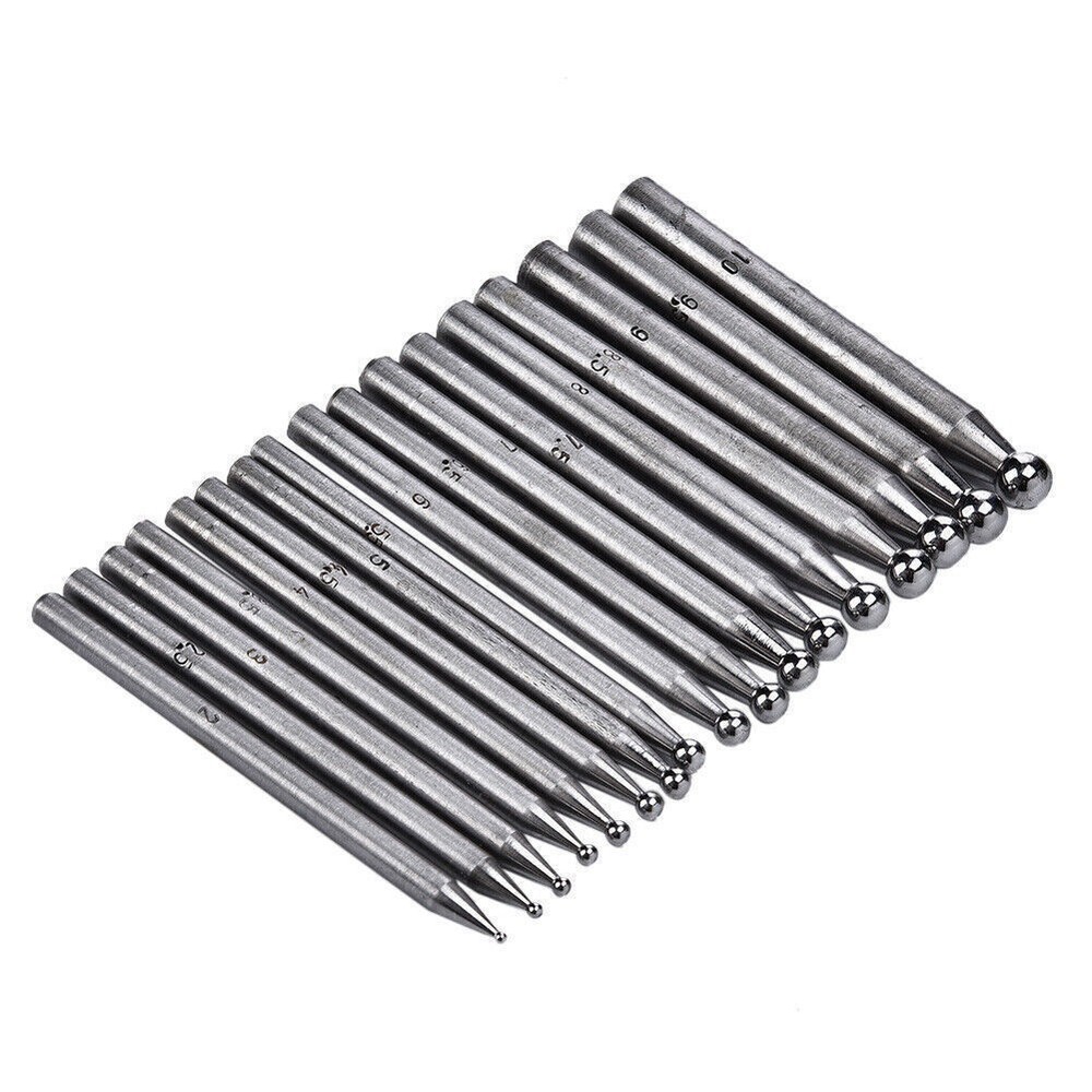 17PCS Dapping Punches Jewelry Goldsmithing Manufacturing Doming Tool Dapping
