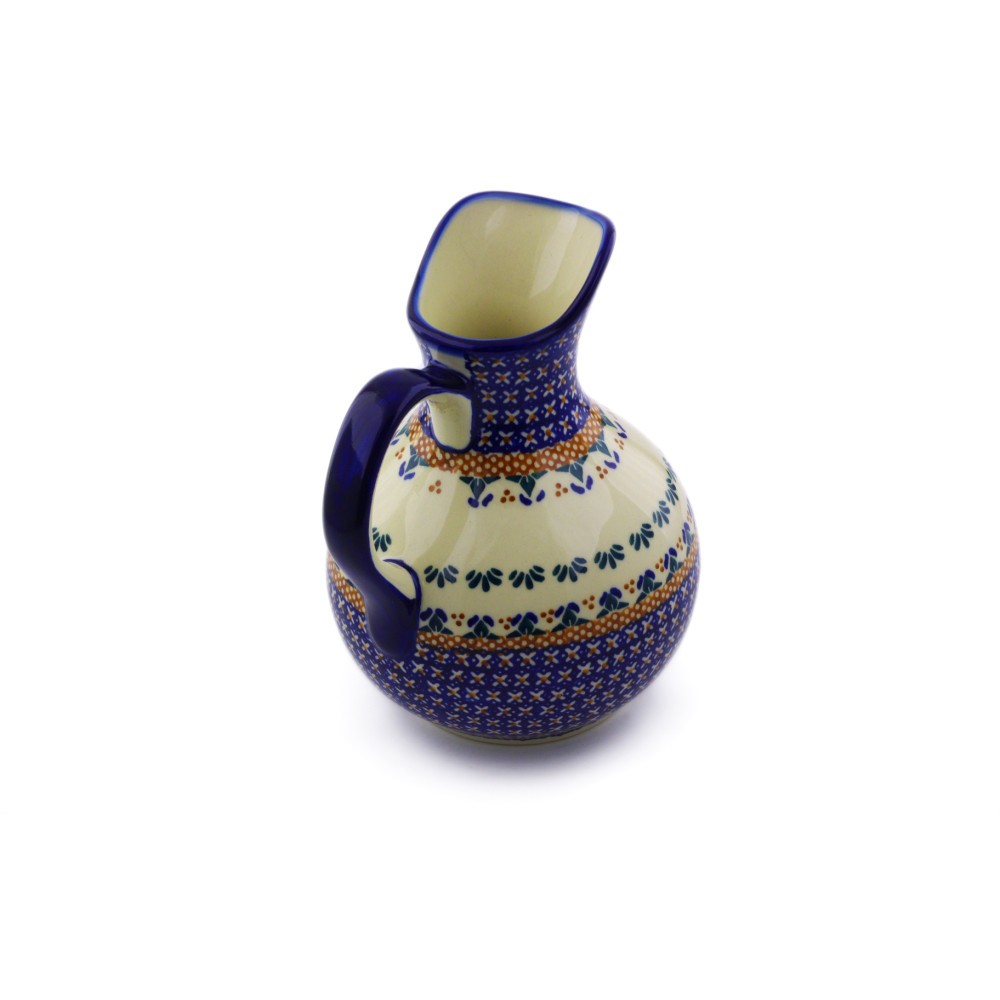 Polish Pottery Pitcher 5 Cup Blue Cress UNIKAT