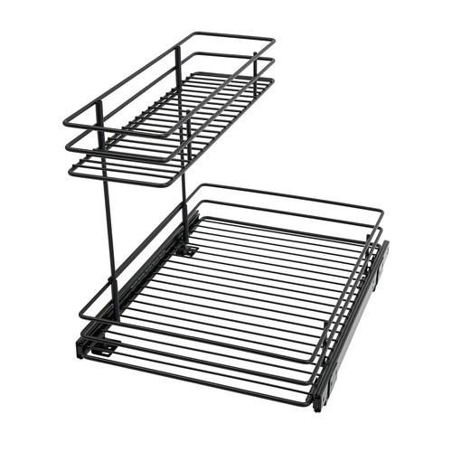 2-Tier Pull-out Cabinet Storage Rack, Sliding Out Storage Rack Under Sink, Black