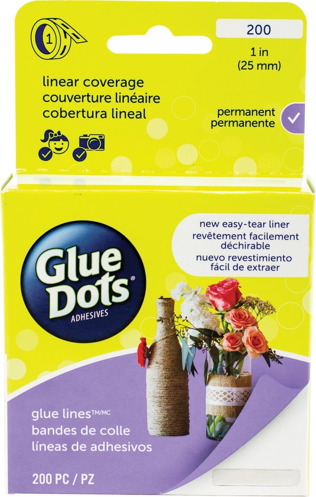 Glue Dots GD22263 Clear Glue Line Roll-1" 200/Pkg (3Pk)