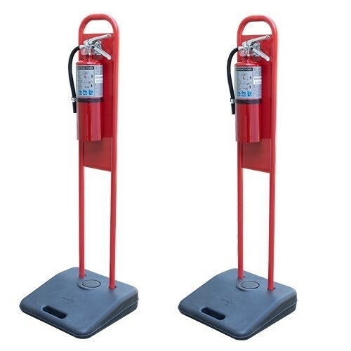 🔥🧯TWO PORTABLE FIRE EXTINGUISHER STANDS...With 2-New Fire Extinguishers 🔥🧯