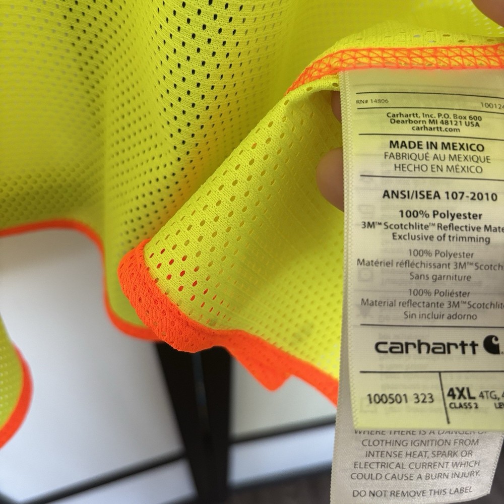 Carhartt Safety Vest Class High Visibility Reflective Size 4XL Work Construction