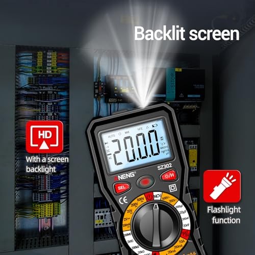 Multimeter with Backlit LCD,Ohm Volt Amp Meter,Non Contact Voltage Black