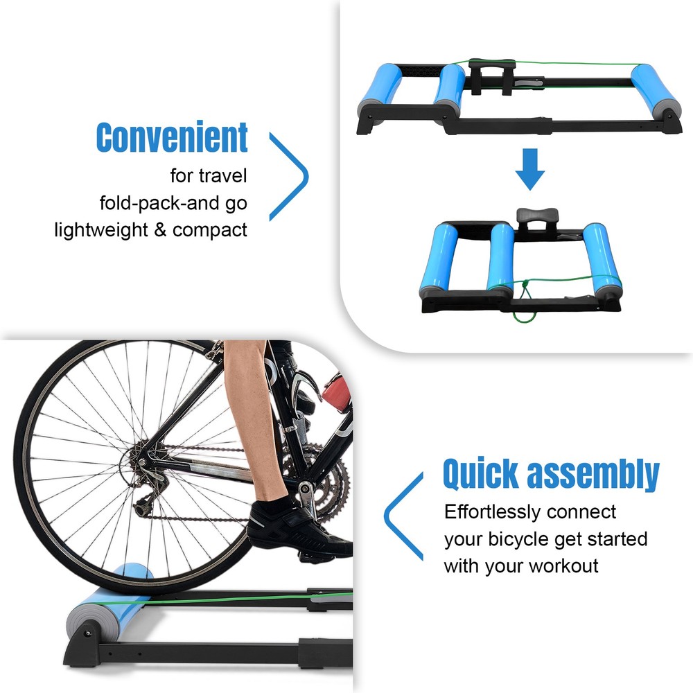 Indoor Bicycle Trainer Foldable Detachable Cycling Resistance Training Roller