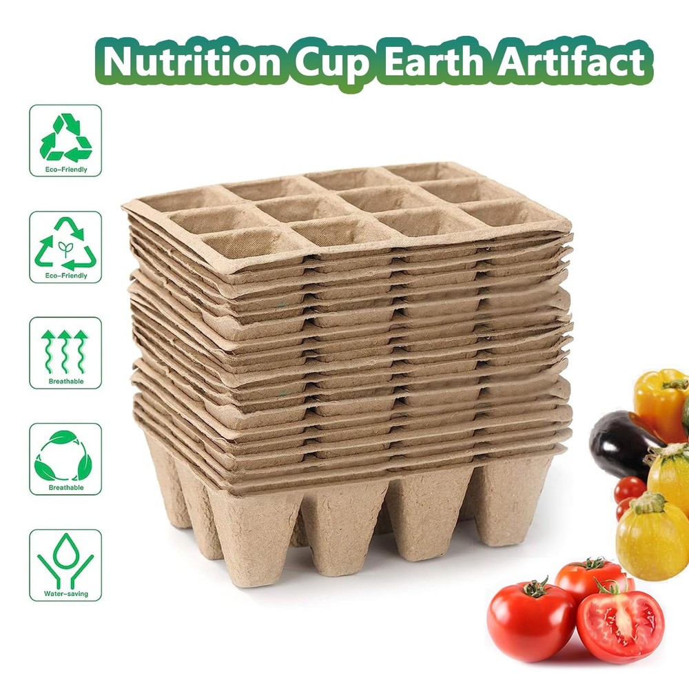 120 Cells Seed Starter Tray, 10 Pack Biodegradable Peat Pots with 100 Labels,...