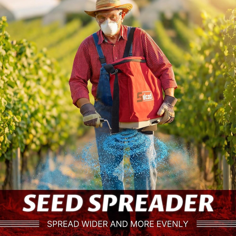 Multi-Purpose 25LB Handheld Seed Spreader with Shoulder Strap for Lawn Success