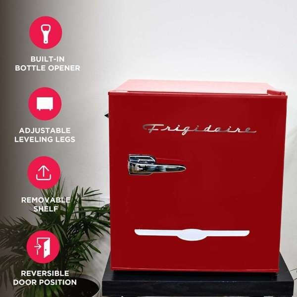Frigidaire, 1.6 Cu. Ft. Retro Compact Refrigerator, Built-In Side Bottle Opener