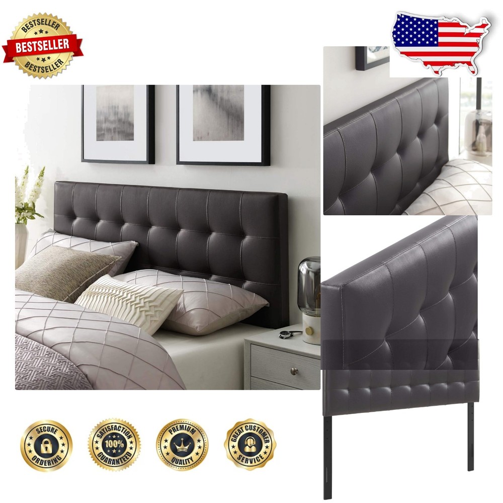 Queen Tufted  Leather Headboard Brown Contemporary Adjustable