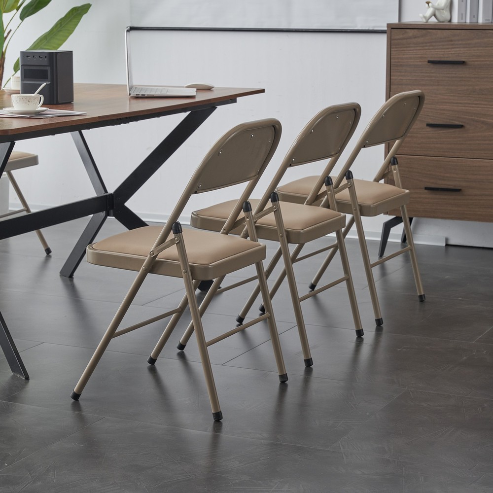 4pcs Elegant Foldable Iron & PVC Chairs for Convention & Exhibition Light -