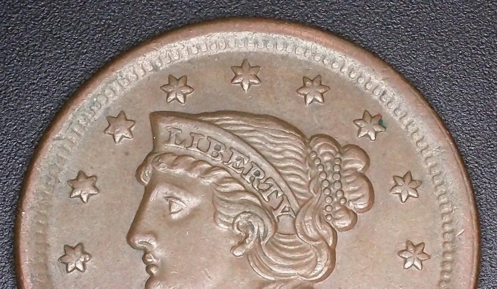 1851 Choice AU Large Cent Chocolate Brown