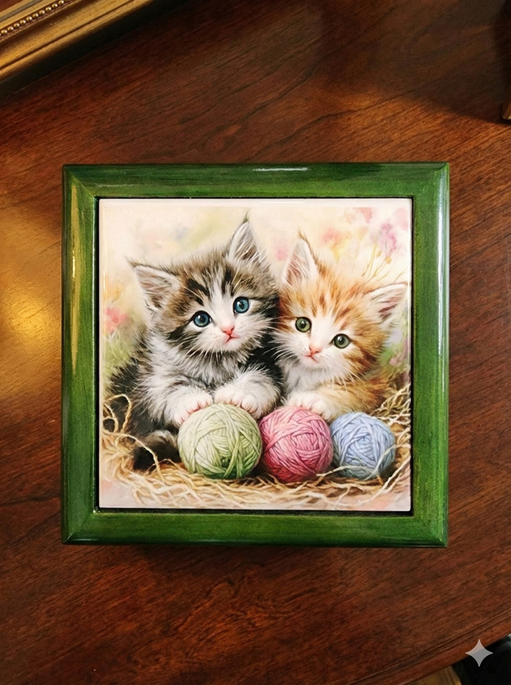 Emerald Finish Keepsake Box with 4.25" x 4".25 Tile