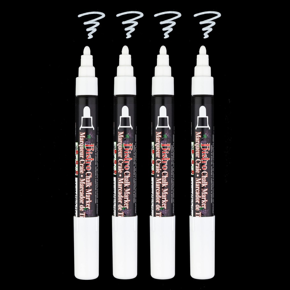 UCHIDA 4 White Broad Tip Bistro Chalk Marker