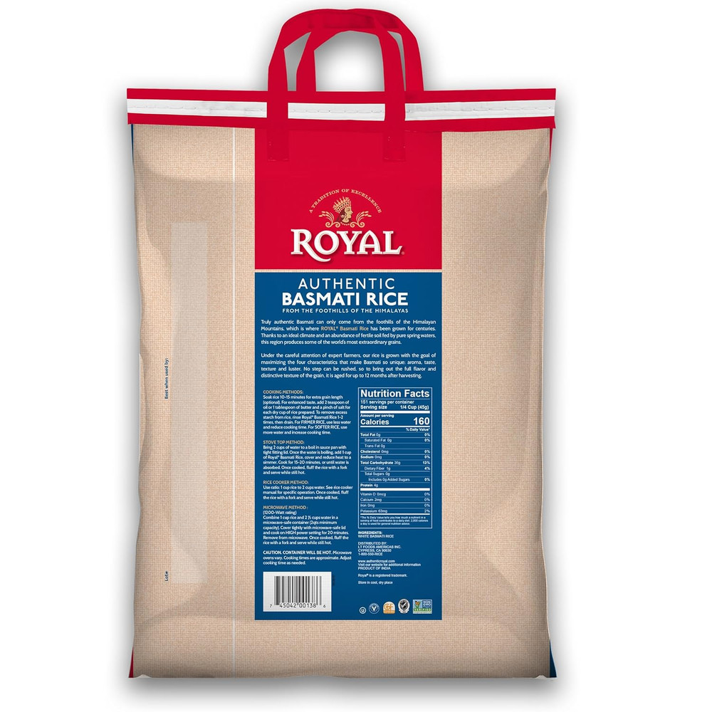 - Naturally Aged Authentic Long Grain Indian White Basmati Rice - 15 Lbs