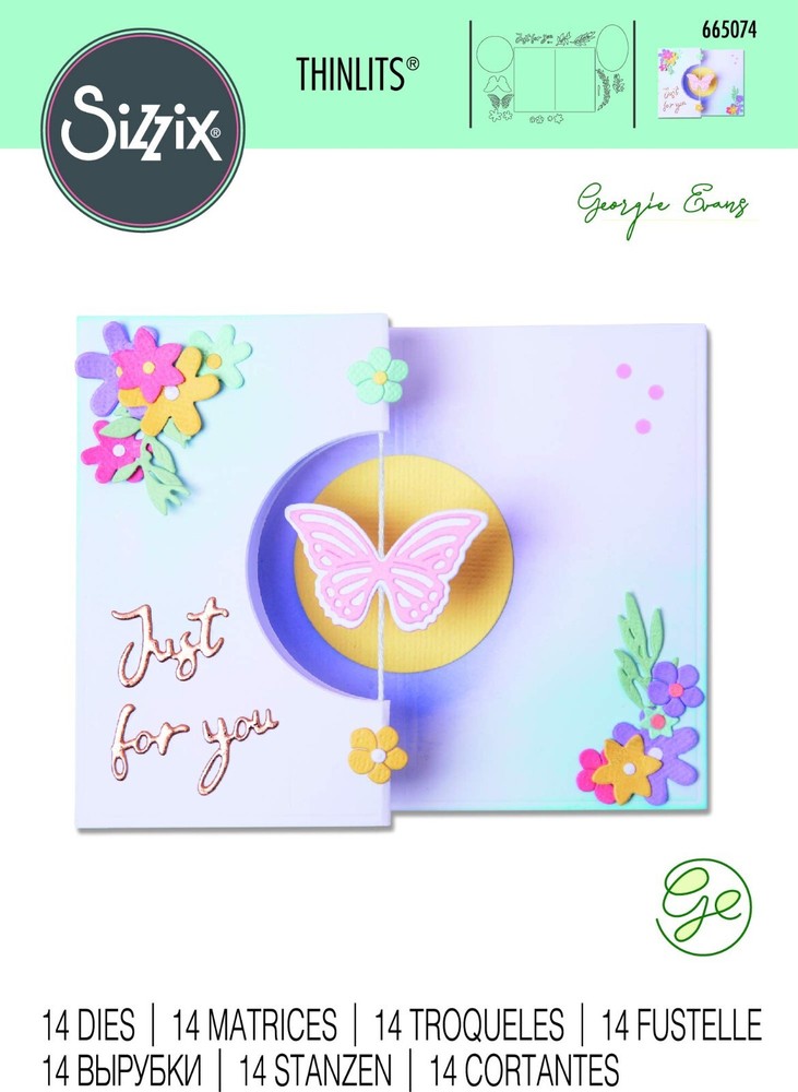 Sizzix Thinlits Butterfly Spinner Card Cutting Dies by Georgia Evan NEW