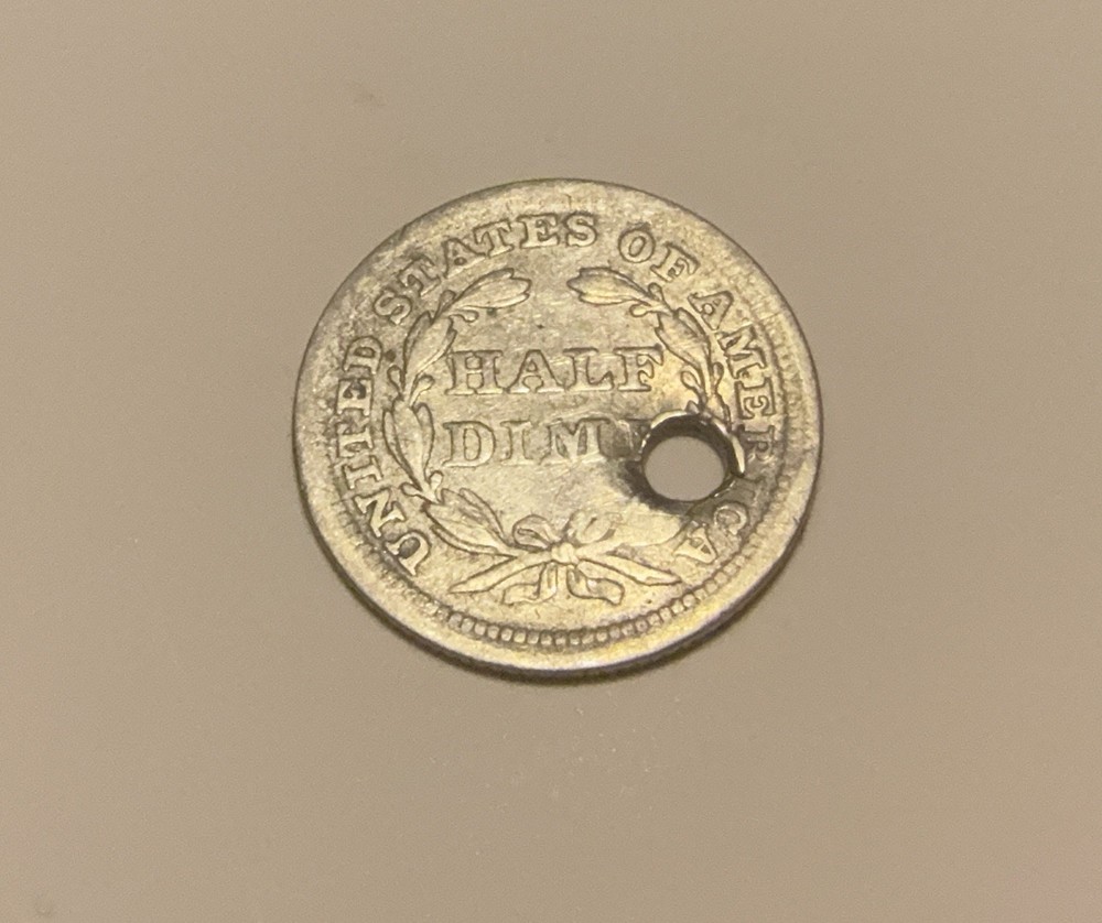 1856 Seated Liberty Half Dime AU *holed*
