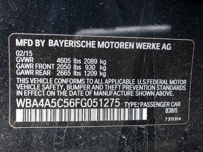 2014 2015 2016 BMW 428i Lane Change Warning Sensor Slave Left Driver 886921