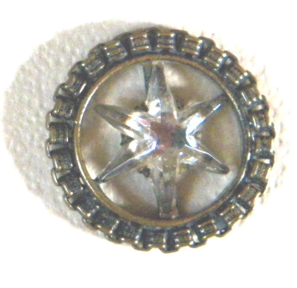 Bb CHAIN!!! Border mirror GLASS STAR OLD BUTTON Pierced  Most Unusual!!!