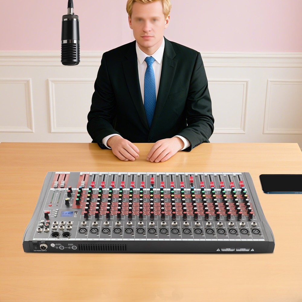 16 Channel Studio Audio Mixer Bluetooth USB Digital Sound Mixing Console Board