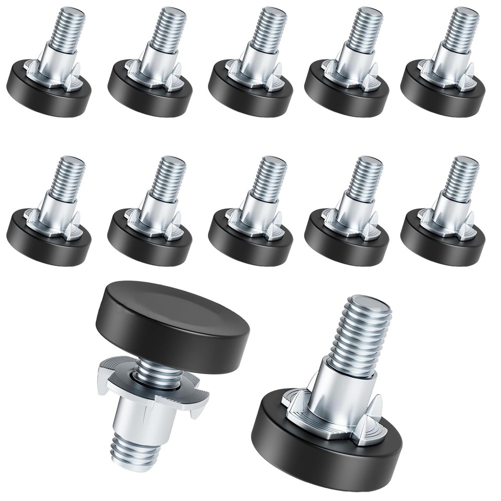 Celuisiva 1/4" Thread Leveling Feet, 12 With T-Nut, 1/4"-20 UNC Thread, Black