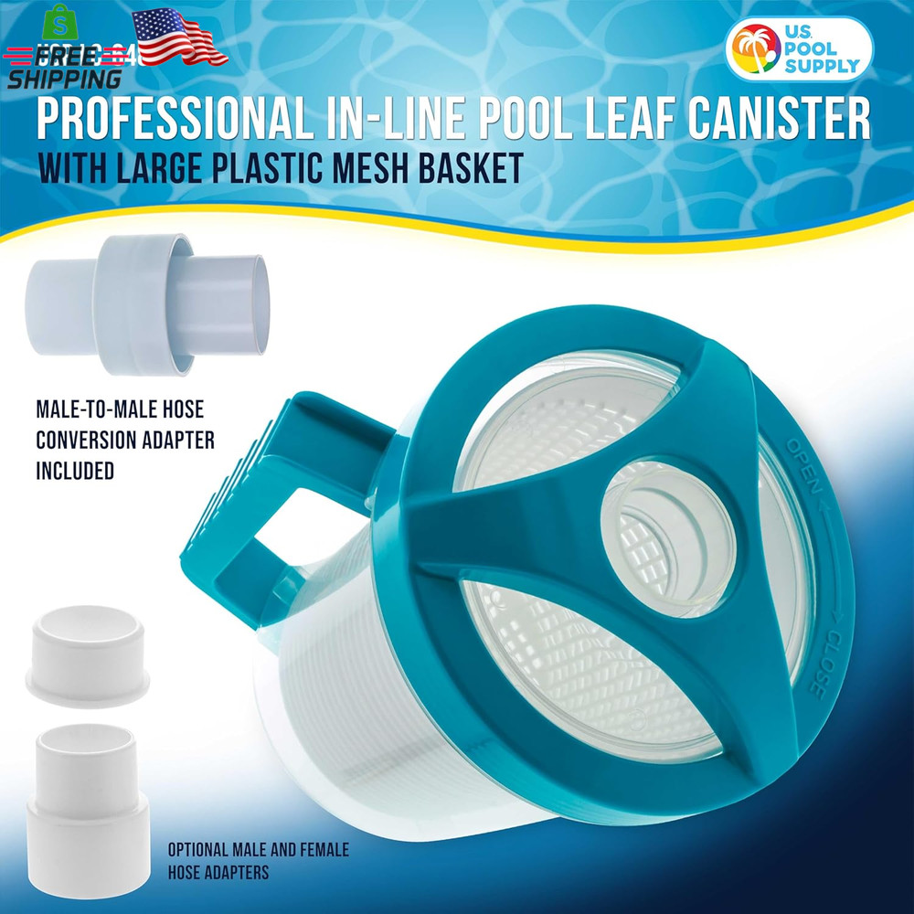 U.S. Pool Supply Pool Leaf Catcher - Inline Pool Leaf Canister, Vacuum for Ingro