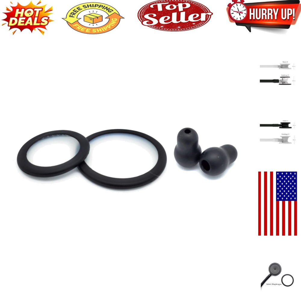 Stethoscope Diaphragm Set with Extra Ear Pieces - Fits Littmann & Others