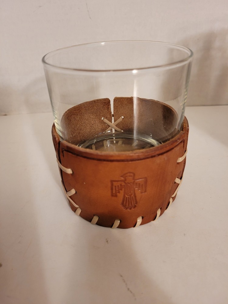 2 Leather Wrapped Rock Glasses Southwest