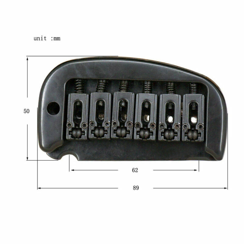 Set 6 String Roller Saddle Tremolo Bridge System for Electric Guitar Black