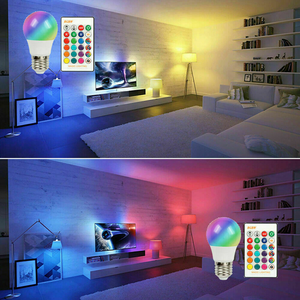 3W E26 E27 16 Color Changing Light Bulb w/ Remote Control Dimmable RGB LED Bulbs