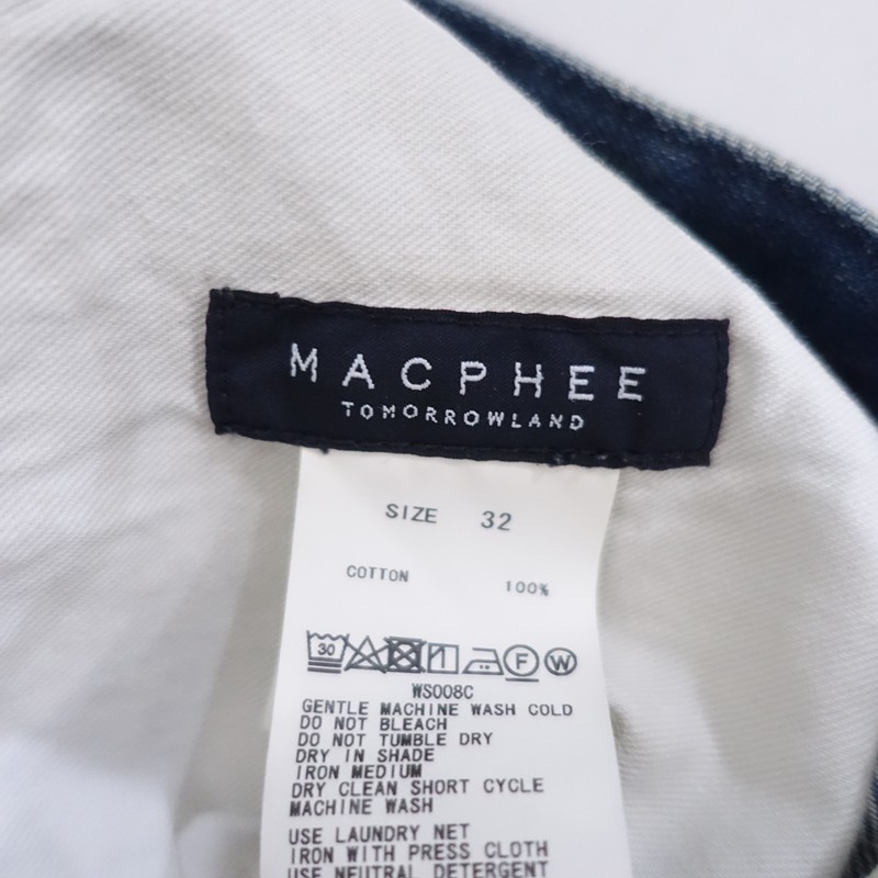MACPHEE Side-Button Denim Tuck Wide Pants (Size 32)