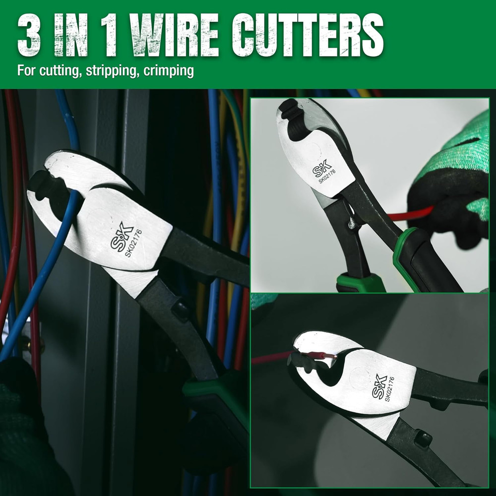 8-Inch Cable Cutter, High Leverage Wire Cutter for Cutting, Stripping and Crimpi