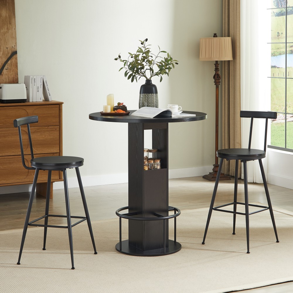 3 Piece Dining Table Set Barstools 2 Person Kitchen Table Chairs Bar Restaurant