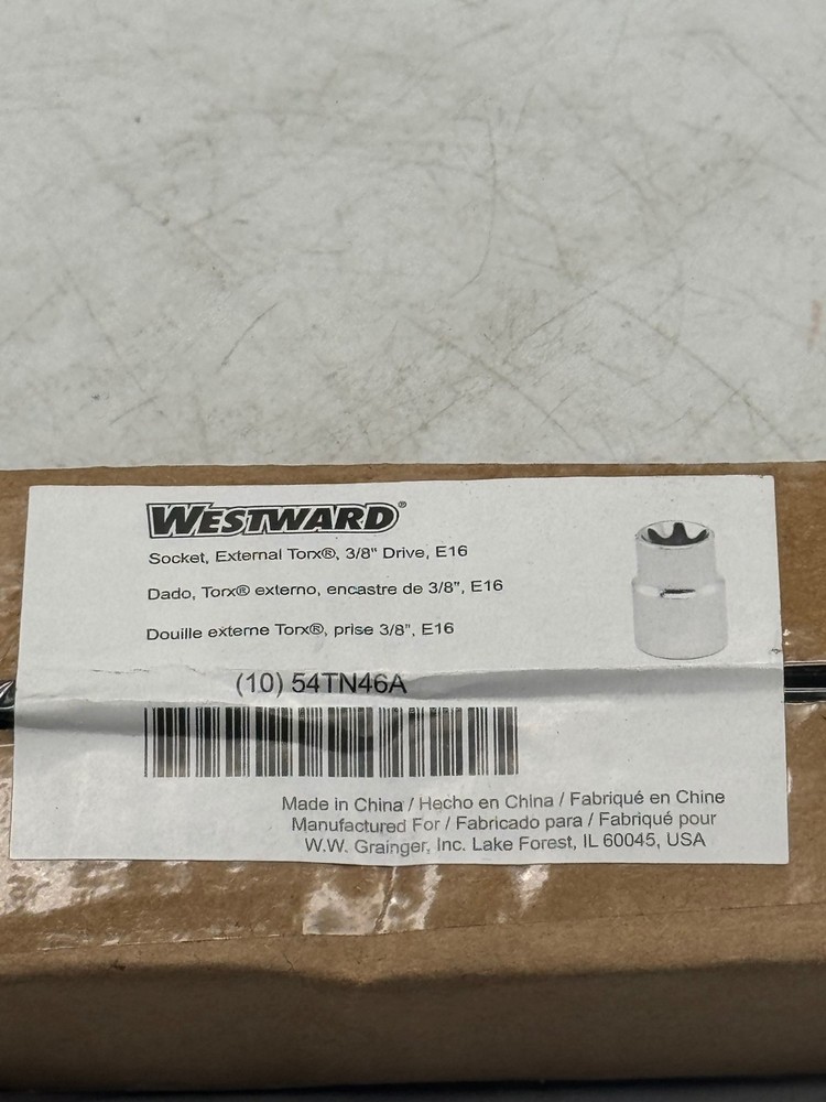 Westward Socket External Torx 3/8 Drive E16 54TN46A Tool Socket 10PK