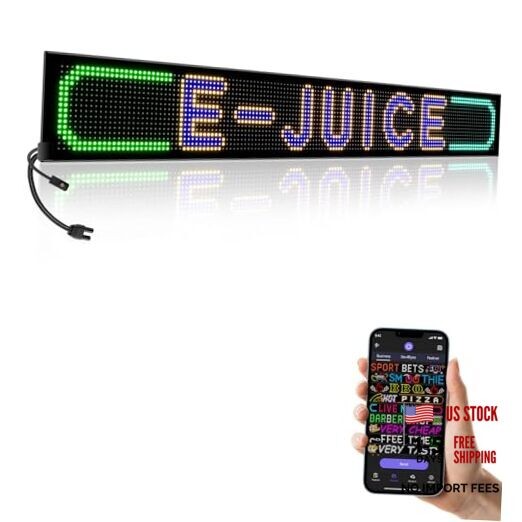 Large Programmable Indoor Windows LED Signs, P10 Resolution LED 58"x 8"