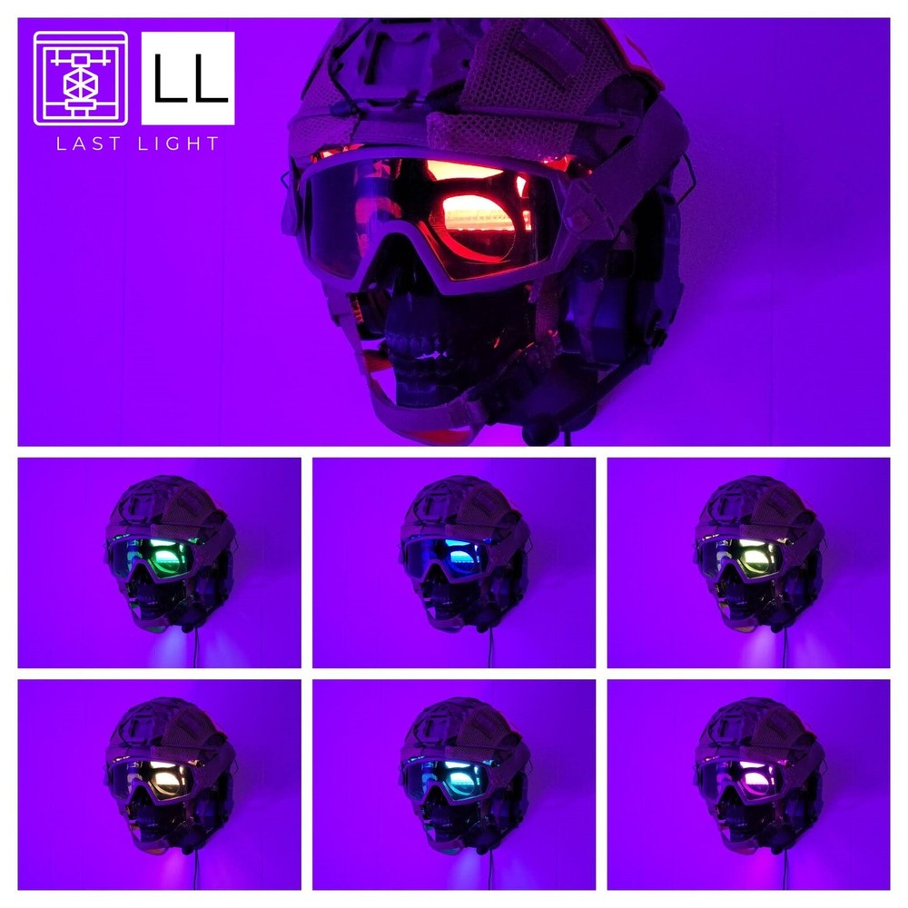 Helmet Wall Display with Skull - Remote Controlled LED - USB Powered