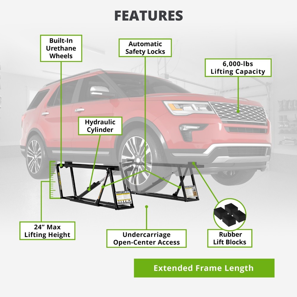 QuickJack Bundle - 6000TLX Portable Car Lift with 110V Power Unit