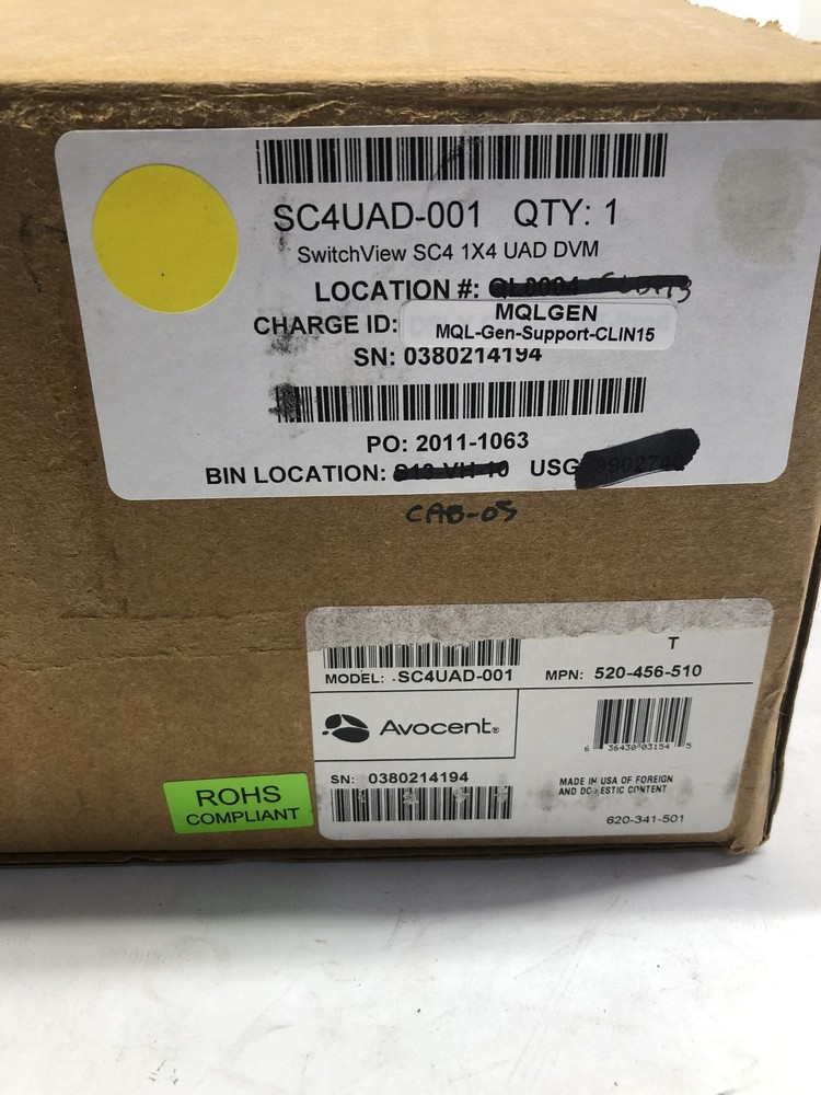 Avocent Cybex SwitchView Model SC4UAD-001 Secure DVI/USB Switch - Open Box