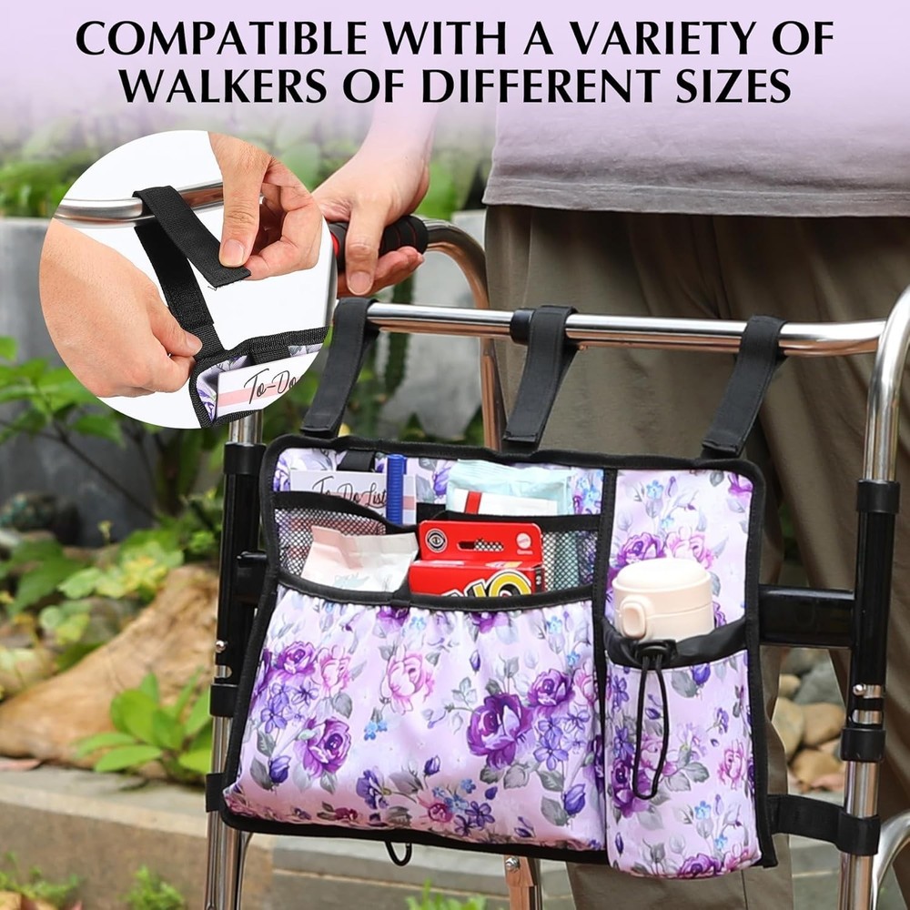 Walker Accessories for Folding Bag Walker Seniors Organizer Storage Pouch Cup...