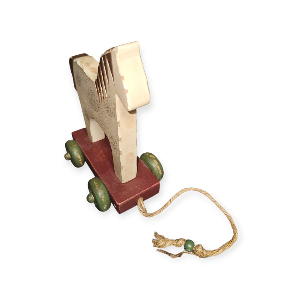Vintage Pull Horse on wheels Primitive Folk Art