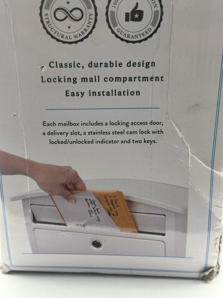 Dal Rae Architectural Mailbox Locking Wall Mount Mailbox 2562W-10 Front Access