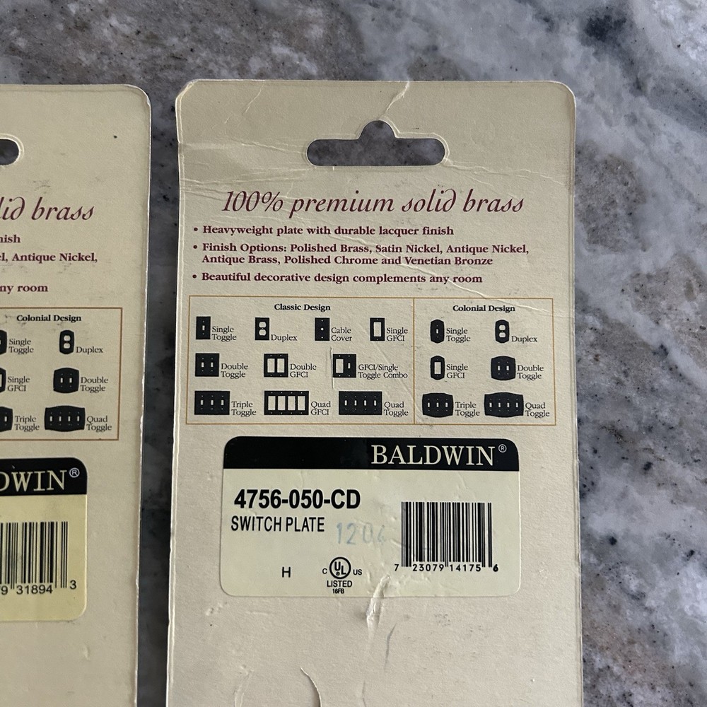 New Baldwin Solid Brass Switch Plates