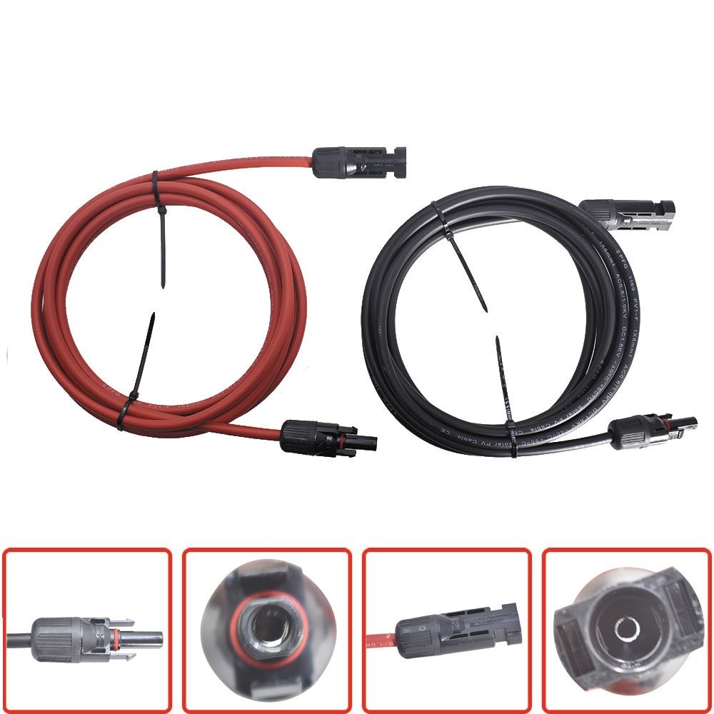 Labwork 1 Pair 10 Feet Black + Red Solar Panel Extension Cable Wire Connector