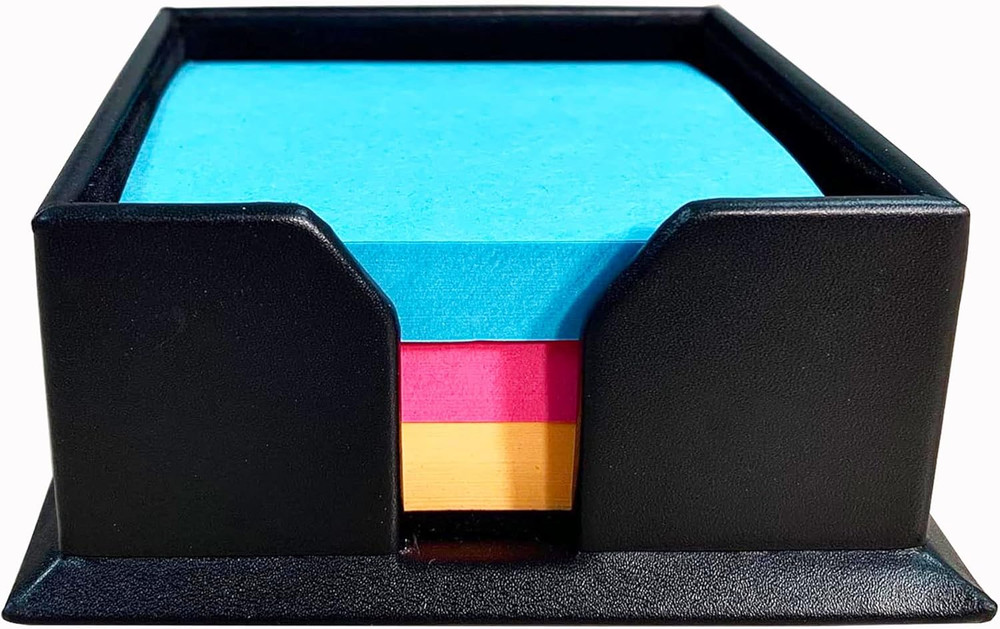 A1075 Black 3" X 3" Leather Note Holder