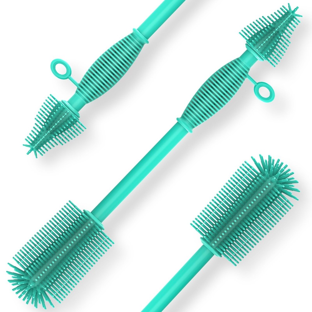 Double Sided Cleaning Brush,Soft Kitchen Scrub Brush,Reusable Silicone Bottle...