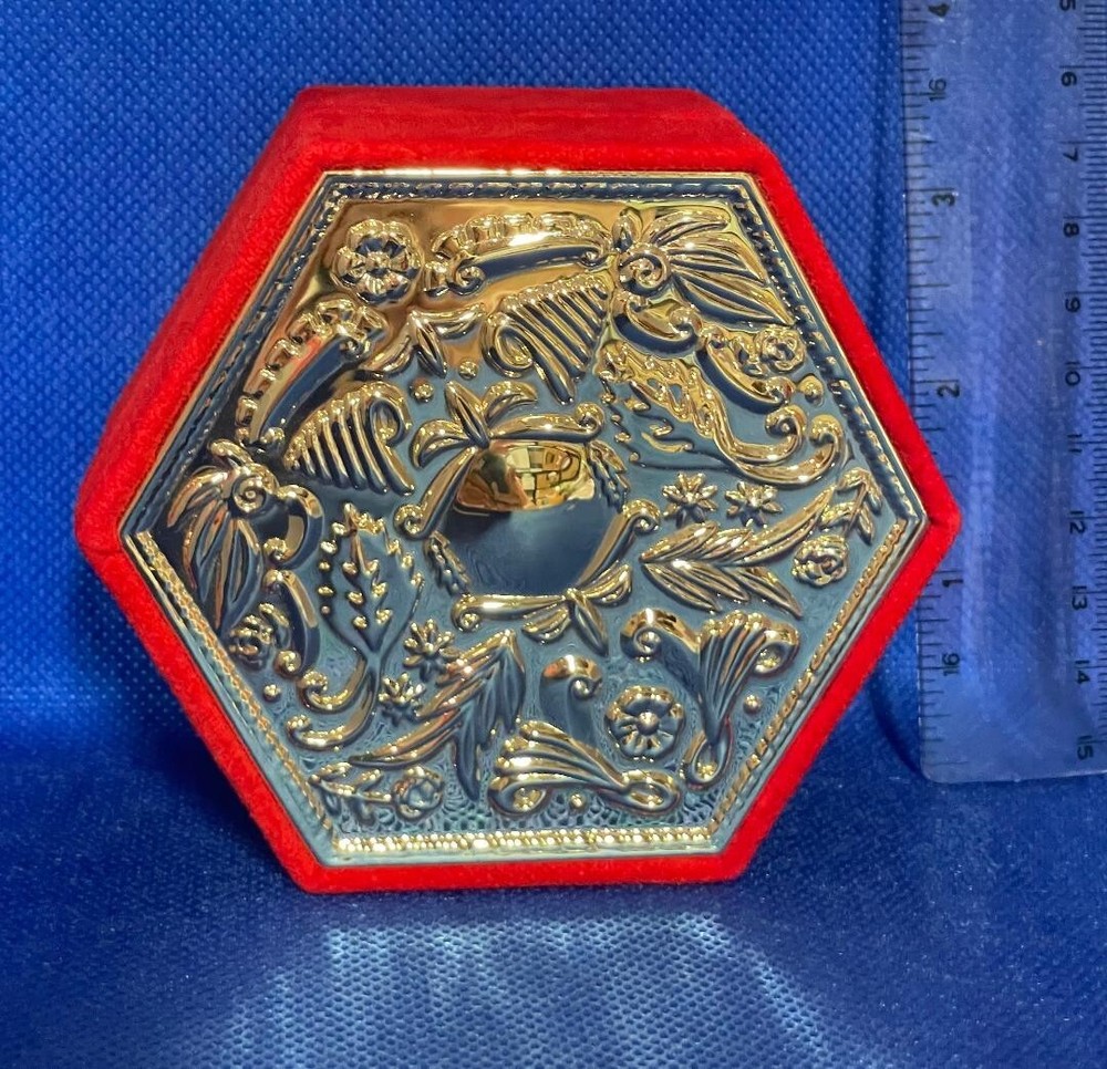 Red Velvet Hexagon shaped Trinket Box