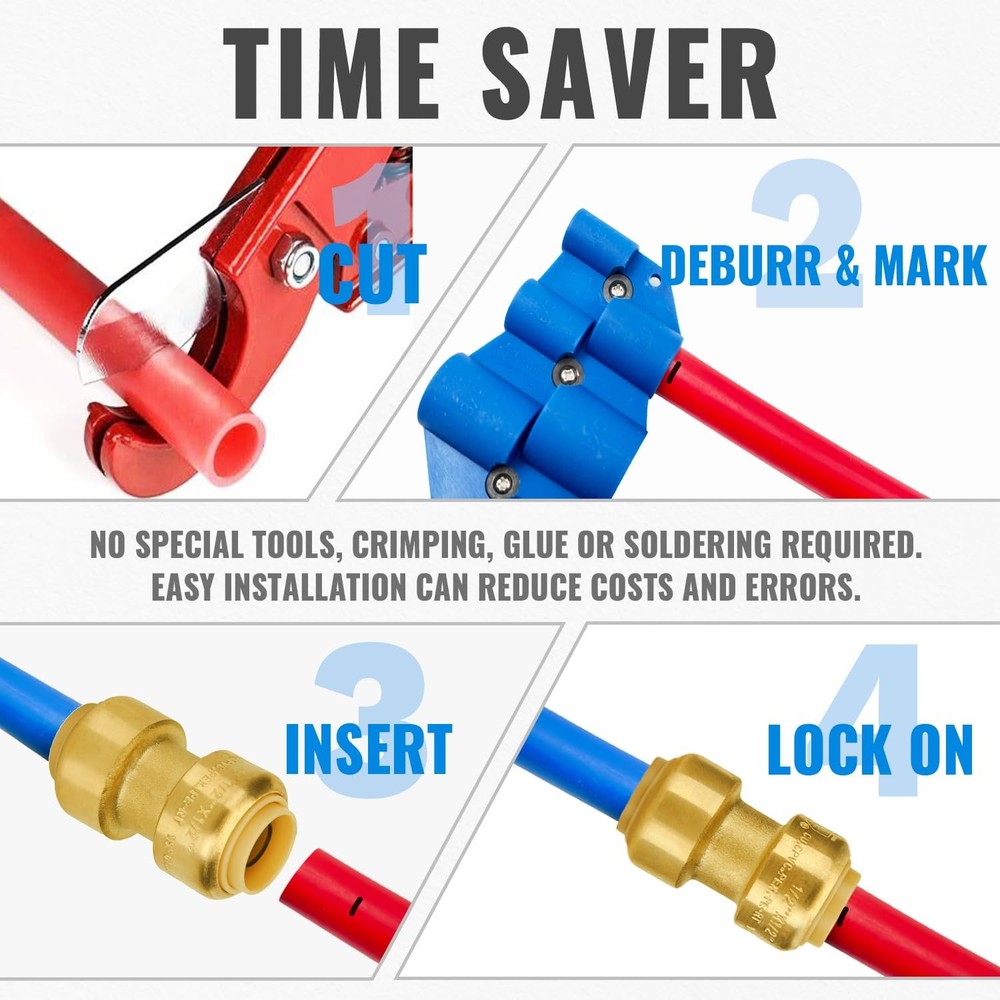 SUNGATOR 1/2 Inch Coupling, Push Pex Inch, Brass 12 Pack