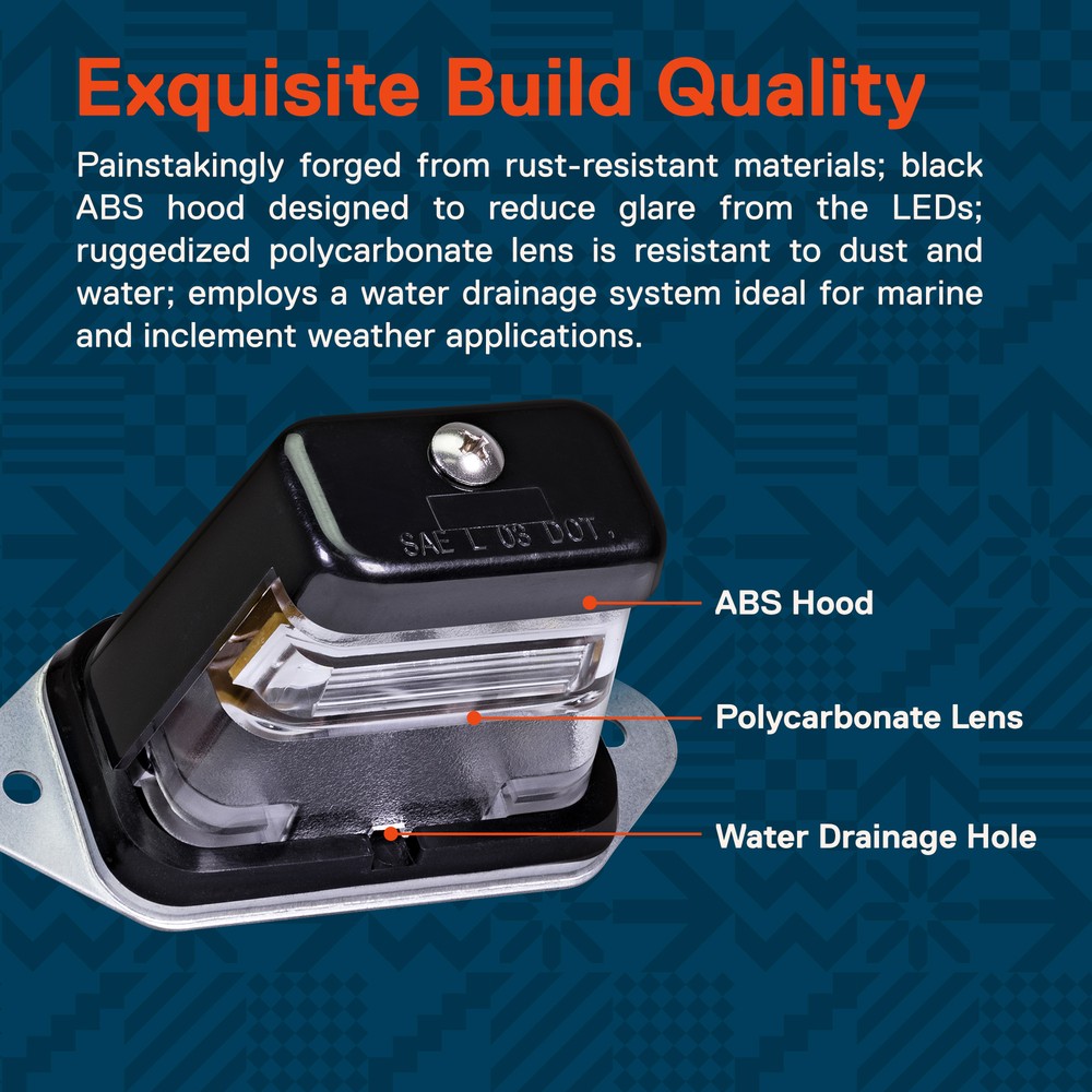 Black 12V DC Surface-Mount DOT LED License Plate Light for Trailer UTV ATV Truck