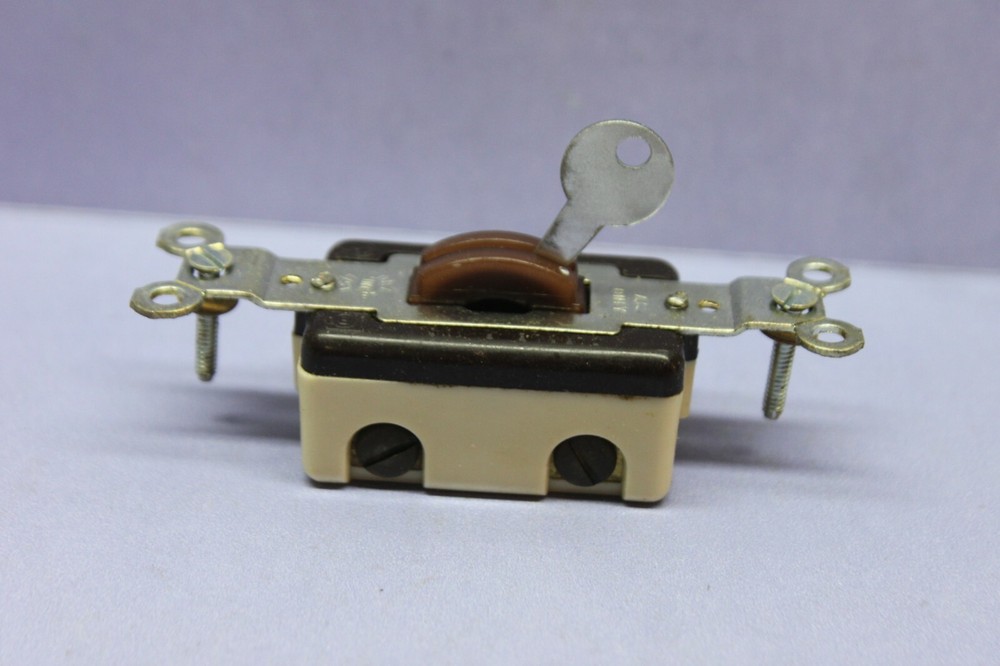 ⭐ Vintage Double-Pole Toggle Switch, Key Keyed Lock Security DPST, Circle F, USA