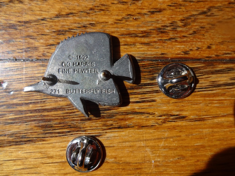 Fine Pewter Butterfly Fish Pin by GG Harris