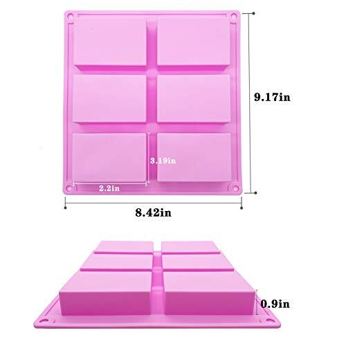 3 Pack Silicone Rectangle Soap Molds with 6 Cavities for Baking Soap Making