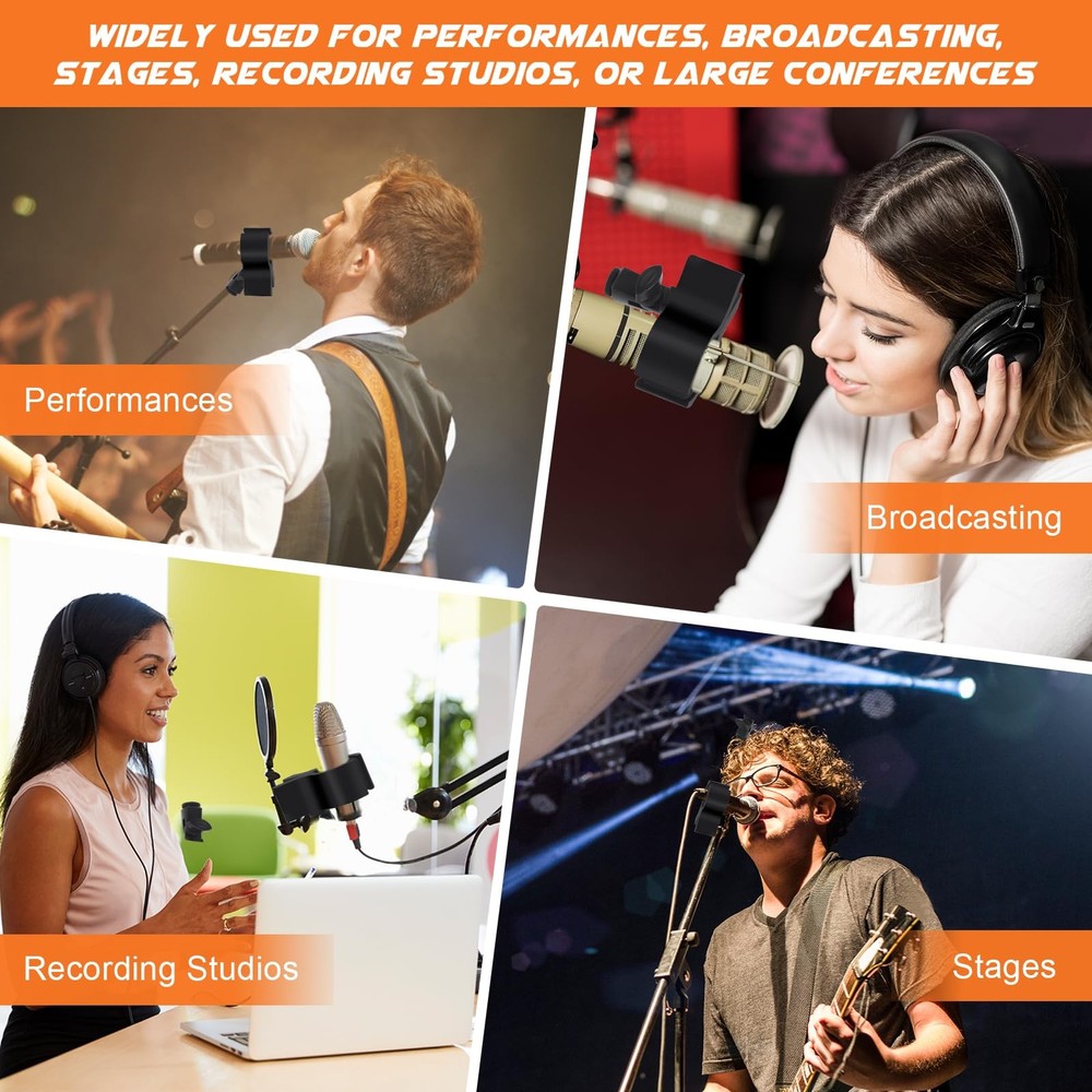 Adjustable Microphone Holder Clip, 4 Pcs Plastic Spring Mic Clip, Microphone ...